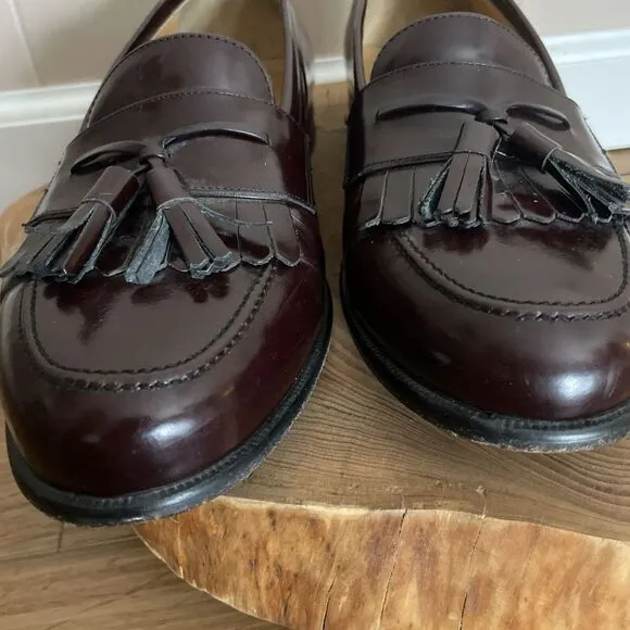 Mezlan Men's 8.5 Santander Kiltie Mahogany Leather Tassle Loafers Dress Shoes‎