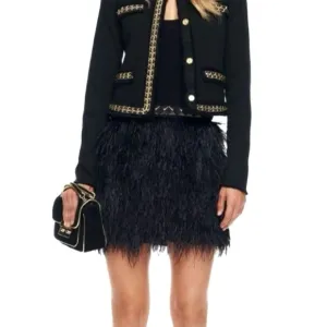 MICHAEL Michael Kors Black Ostrich Feathers Mini Skirt