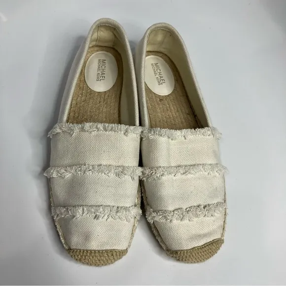 Michael Michael Kors white canvas espadrille flats size 8