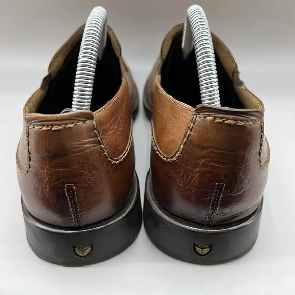 Michael Toschi Slip On Loafers Men Size 8 Brown Leather Low Top Carbonlite Shoes