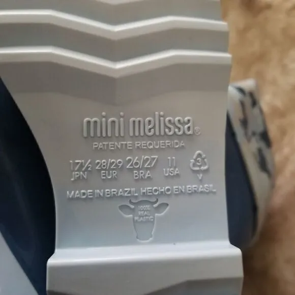 Mini Melissa Camo Print Toddler Boys Waterproof Tall Rain Boots in Blue