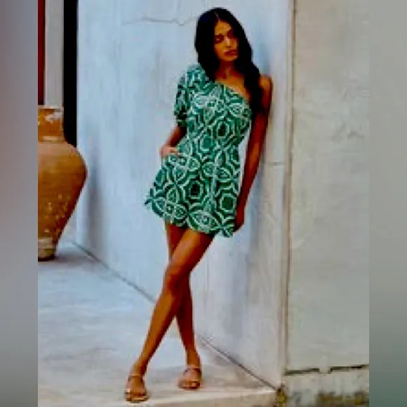 MISA Tessa Dress- in Green Mosaic Tile