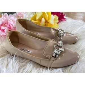 MIU MIU Patent Leather Jewel Rhinestones Flats 5.5​​​​
