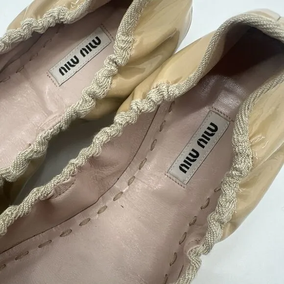 Miu‎ Miu Prada Nude Jeweled Open Toe Ballet Flats Size 41 11