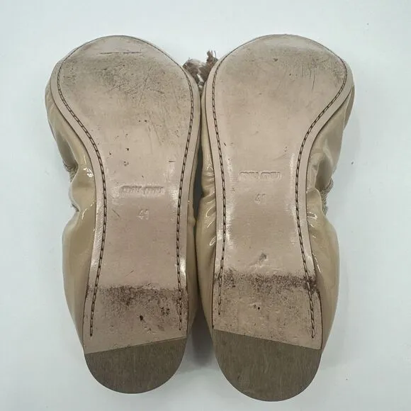 Miu‎ Miu Prada Nude Jeweled Open Toe Ballet Flats Size 41 11