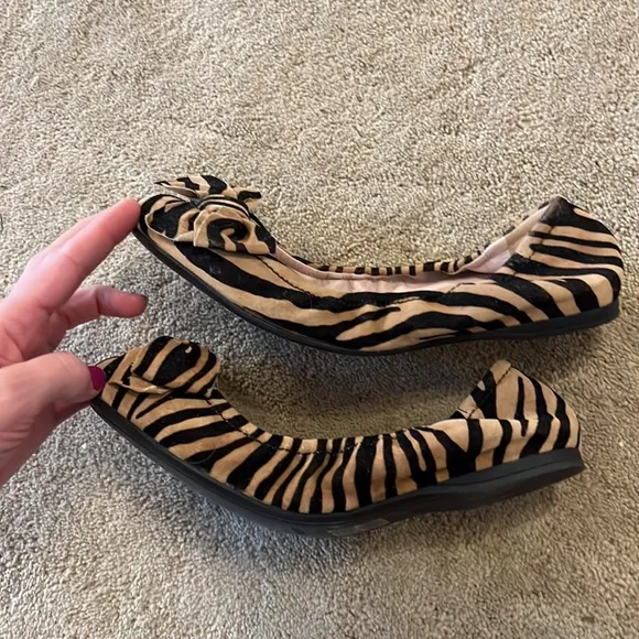 Miu Miu Tiger Print Leather Ballet Flats with Bows