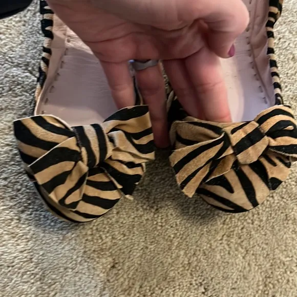 Miu Miu Tiger Print Leather Ballet Flats with Bows