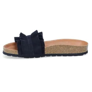 Miz Mooz Suede Espadrille Slide Sandals Rocio Navy BluebSize 38 Ruffle Summer