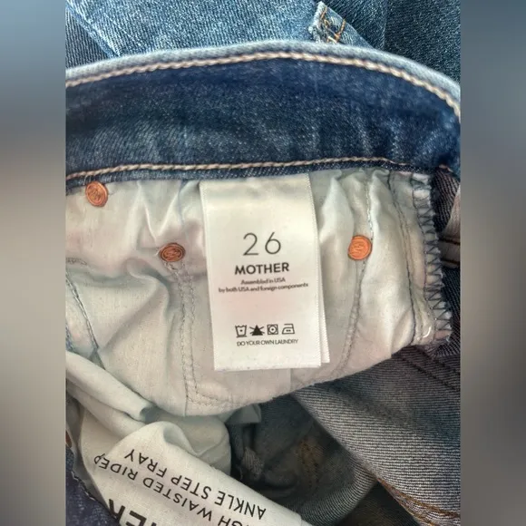 Mother Jeans Rider Ankle Step Fray Size 26 Lassos and Loafers New With Tag