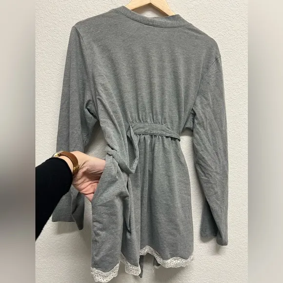 Motherhood Maternity Lot Gray Knit Lounge Lace Trim Pants Gown Tank Robe XL