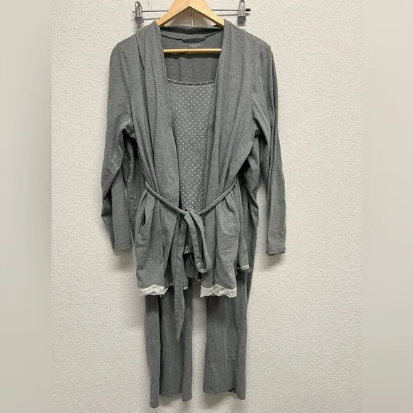 Motherhood Maternity Lot Gray Knit Lounge Lace Trim Pants Gown Tank Robe XL