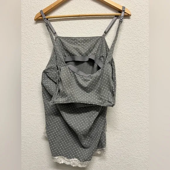 Motherhood Maternity Lot Gray Knit Lounge Lace Trim Pants Gown Tank Robe XL