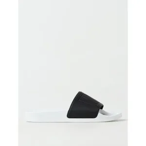 Msgm LogoPrint Rubber Slides Men Black Sandals