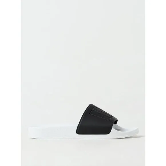 Msgm LogoPrint Rubber Slides Men Black Sandals