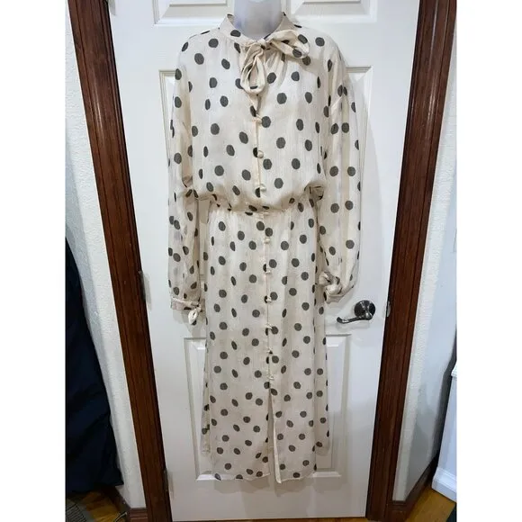 NANUSHKA Zahara Polka Dot Cream Dress Size Medium