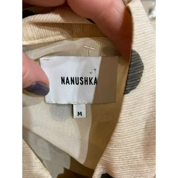 NANUSHKA Zahara Polka Dot Cream Dress Size Medium