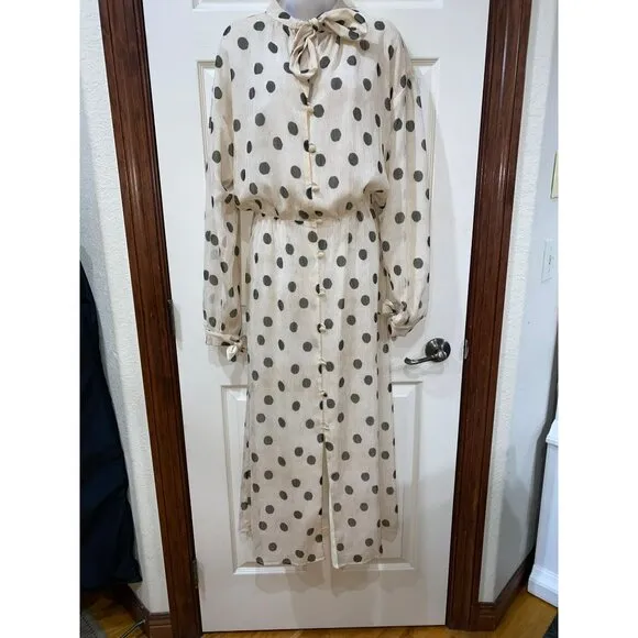 NANUSHKA Zahara Polka Dot Cream Dress Size Medium