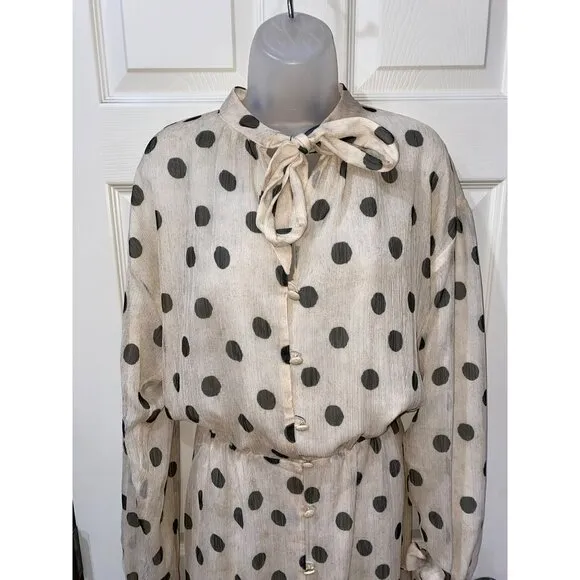 NANUSHKA Zahara Polka Dot Cream Dress Size Medium