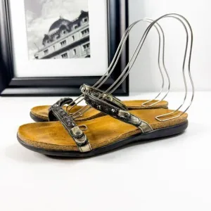 Naot Women's Black Beaded Leather Slide Sandals - Size 41