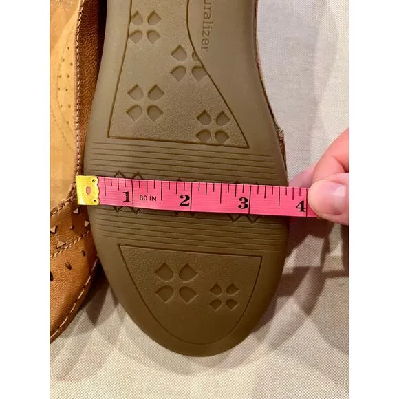 Naturalizer Laser Cut Leather Flats Womens 9.5 Narrow Beige Artsy Boho