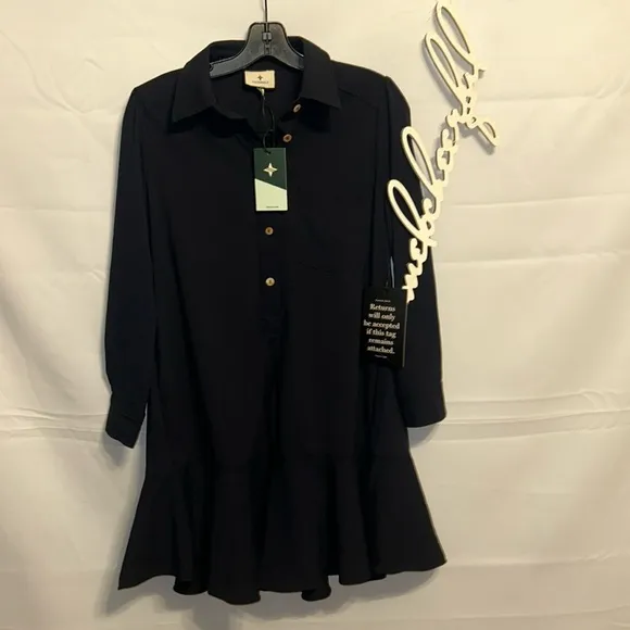 Navy Crepe Callahan Shirt Dress