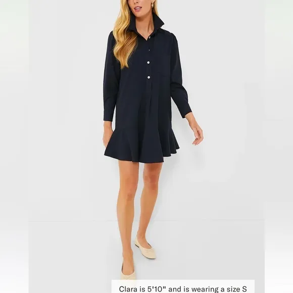Navy Crepe Callahan Shirt Dress