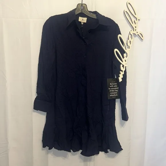 Navy Swiss Dot Callahan Shirt Dress