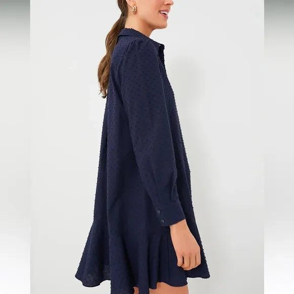 Navy Swiss Dot Callahan Shirt Dress
