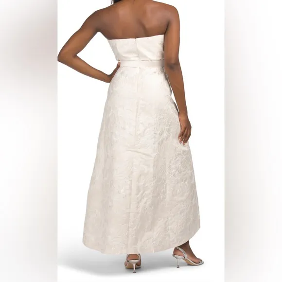 NET•KAY UNGER Ivory Strapless Hi- Low Dress