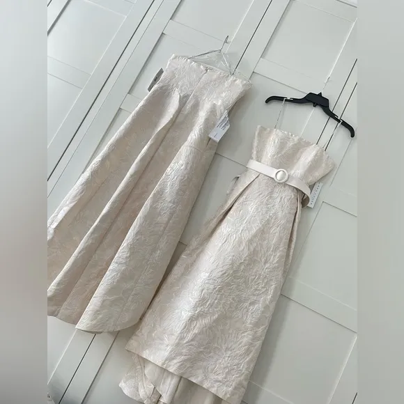 NET•KAY UNGER Ivory Strapless Hi- Low Dress
