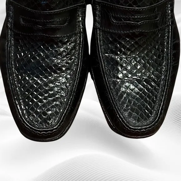 Nettleton Shoes Penny Loafer Mens 8.5M  Black Dress Python Snake‎