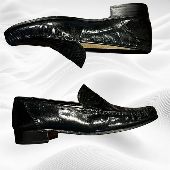 Nettleton Shoes Penny Loafer Mens 8.5M  Black Dress Python Snake‎