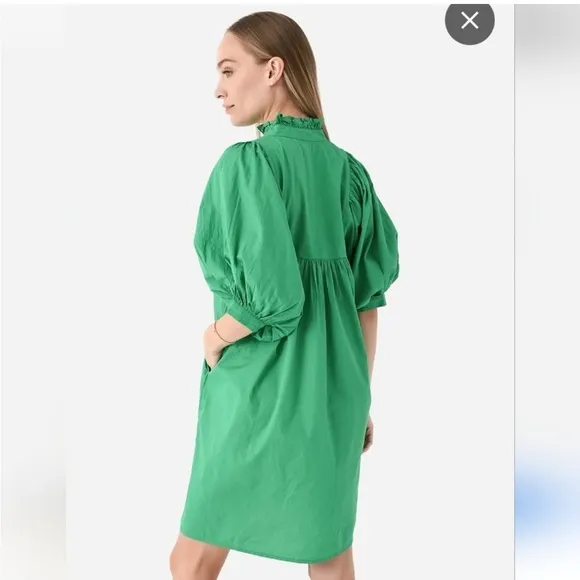 Never a Wallflower Poplin High Neck Dress Green Large