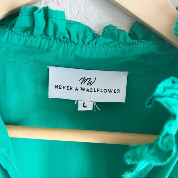 Never a Wallflower Poplin High Neck Dress Green Large