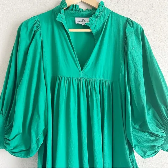 Never a Wallflower Poplin High Neck Dress Green Large