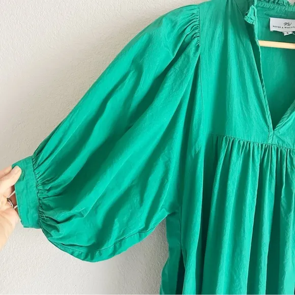 Never a Wallflower Poplin High Neck Dress Green Large