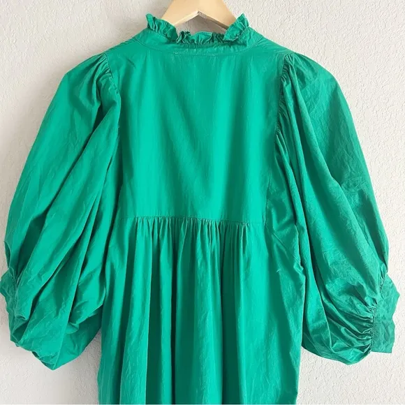 Never a Wallflower Poplin High Neck Dress Green Large