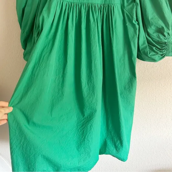 Never a Wallflower Poplin High Neck Dress Green Large