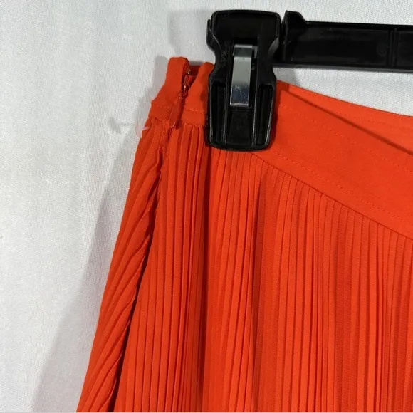 NEW $548 Tory Burch [ 6‎ ] Stella Plissé-chiffon Midi Skirt In Spicy Orange