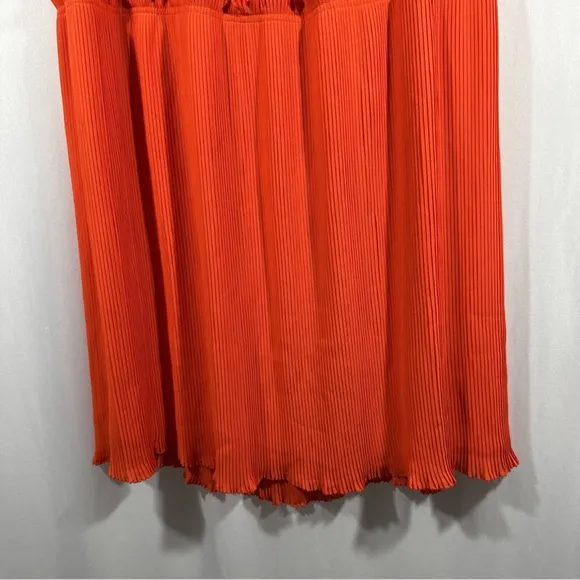 NEW $548 Tory Burch [ 6‎ ] Stella Plissé-chiffon Midi Skirt In Spicy Orange