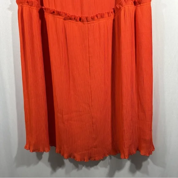 NEW $548 Tory Burch [ 6‎ ] Stella Plissé-chiffon Midi Skirt In Spicy Orange