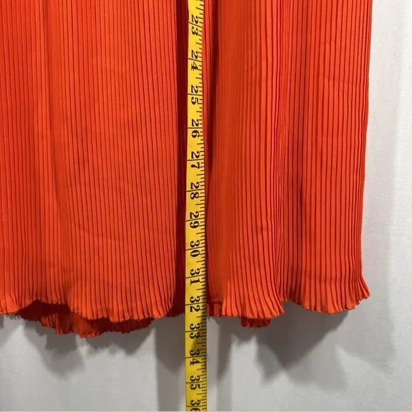NEW $548 Tory Burch [ 6‎ ] Stella Plissé-chiffon Midi Skirt In Spicy Orange