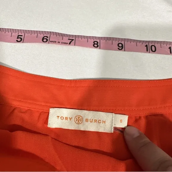 NEW $548 Tory Burch [ 6‎ ] Stella Plissé-chiffon Midi Skirt In Spicy Orange