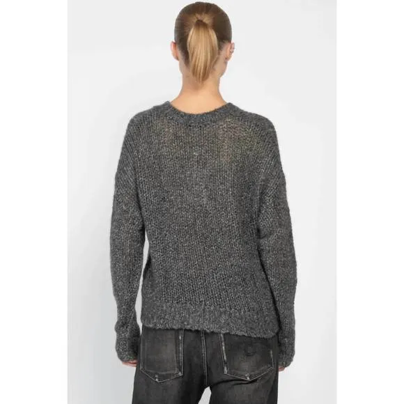 NEW AUTUMN CASHMERE open gauge crew in graphite