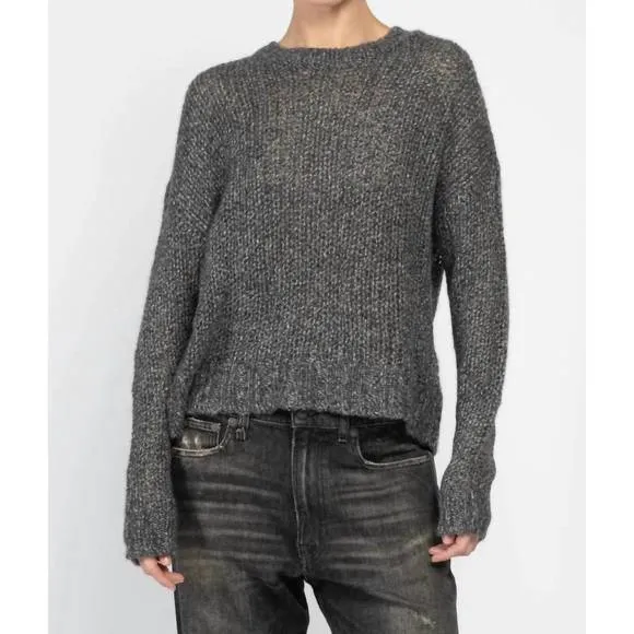 NEW AUTUMN CASHMERE open gauge crew in graphite