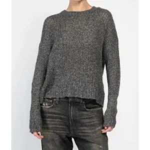 NEW AUTUMN CASHMERE open gauge crew in graphite