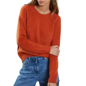 NEW AUTUMN CASHMERE relaxed open raglan crew sweater in henna