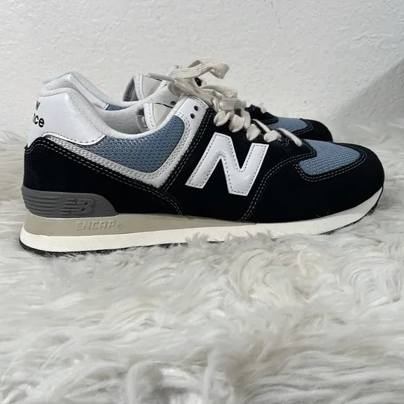 New Balance 574 Grey/Black Marathon Running Shoes ML574HF2 Size 8 New