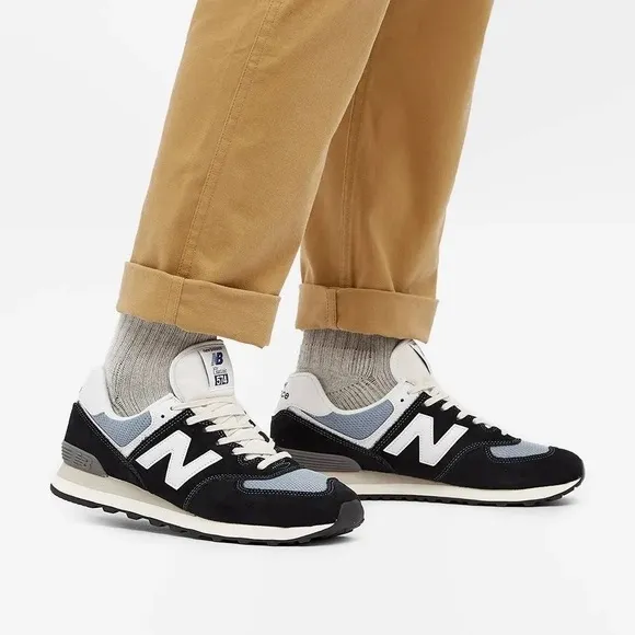 New Balance 574 Grey/Black Marathon Running Shoes ML574HF2 Size 8 New