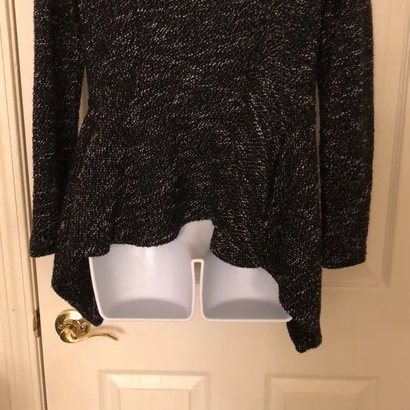 New Black   White Drape Front Cardigan Jacket